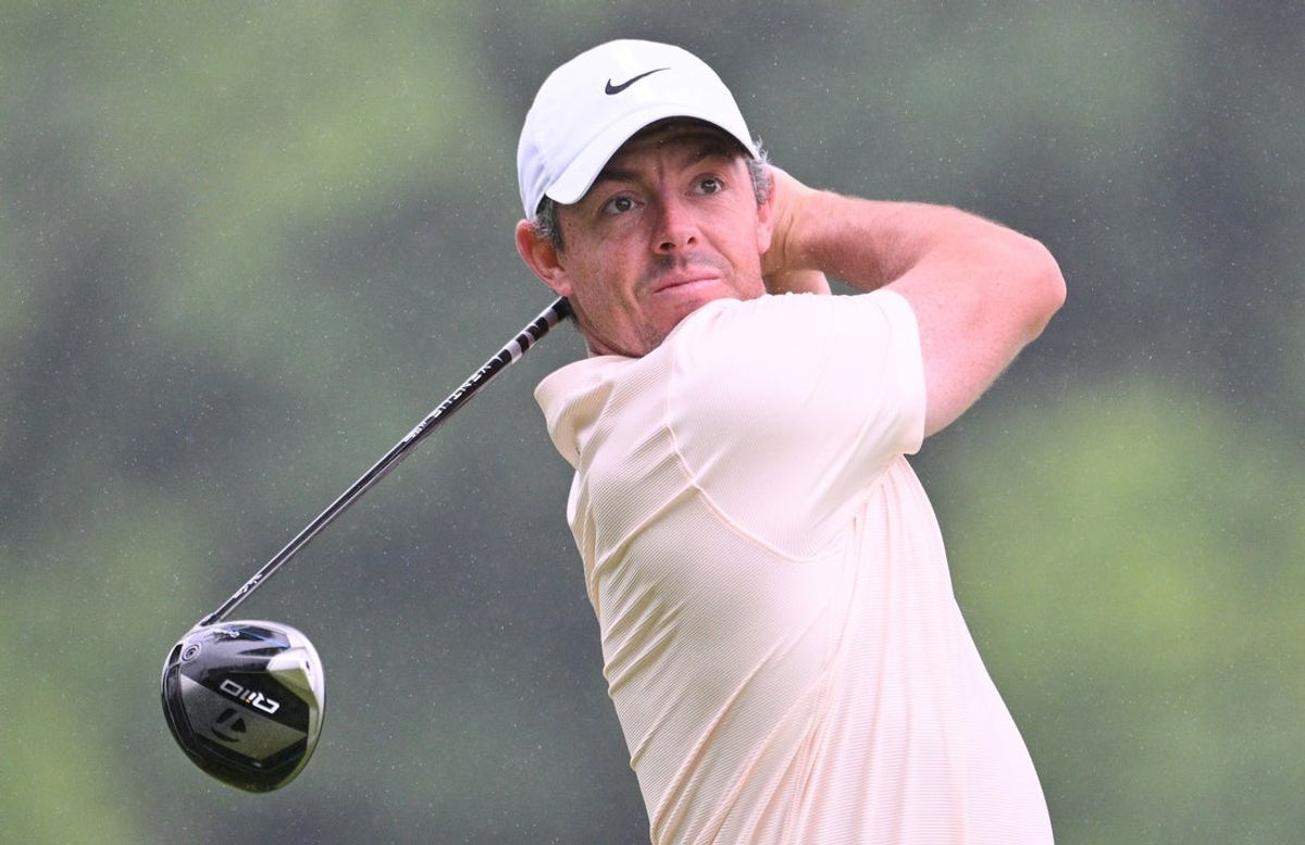 Jun 2, 2024; Hamilton, Ontario, CAN; Rory McIlroy hits his tee shot at the fourth hole during the final round of the RBC Canadian Open golf tournament. Mandatory Credit: Dan Hamilton-Imagn Images
