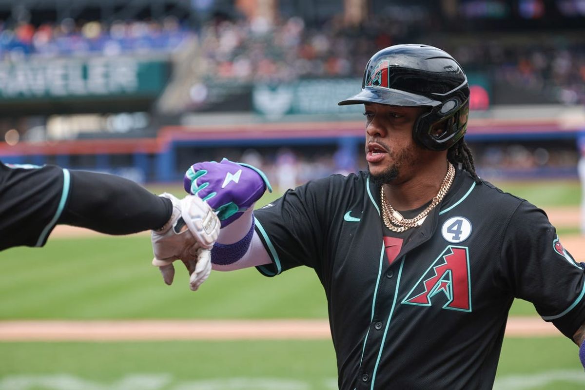 Jun 2, 2024; New York City, New York, USA; Arizona Diamondbacks second baseman Ketel Marte (4) celebrates with teammates after hitting a two run home run during the to of the ninth inning against the New York Mets at Citi Field. Mandatory Credit: Vincent Carchietta-USA TODAY Sports