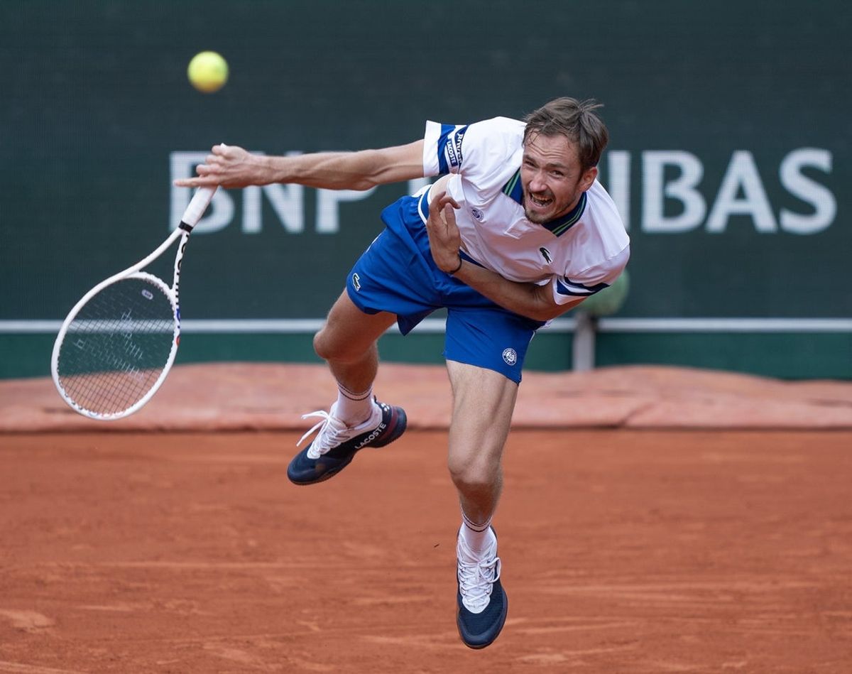 (File photo) Daniil Medvedev serves the ball during his match against Alex De Minaur of Australia on day nine of Roland Garros at Stade Roland Garros. Mandatory Credit: Susan Mullane-Imagn Images