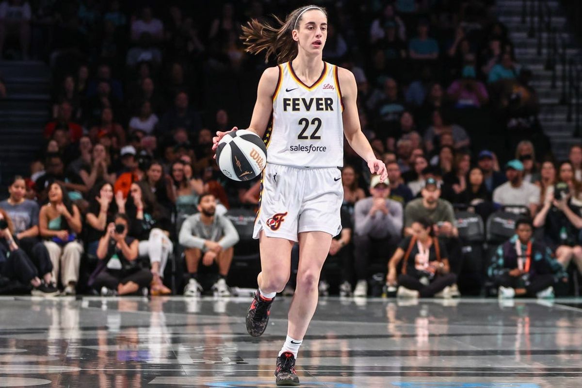 Jun 2, 2024; Brooklyn, New York, USA;  Indiana Fever guard Caitlin Clark (22) at Barclays Center. Mandatory Credit: Wendell Cruz-USA TODAY Sports