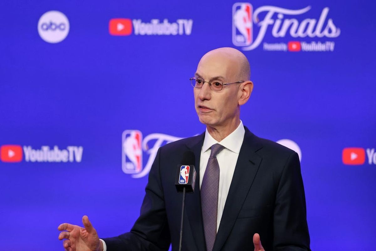 Jun 6, 2024; Boston, Massachusetts, USA; NBA commissioner Adam Silver speaks before game one of the 2024 NBA Finals between the Boston Celtics and the Dallas Mavericks at TD Garden. Mandatory Credit: Peter Casey-USA TODAY Sports