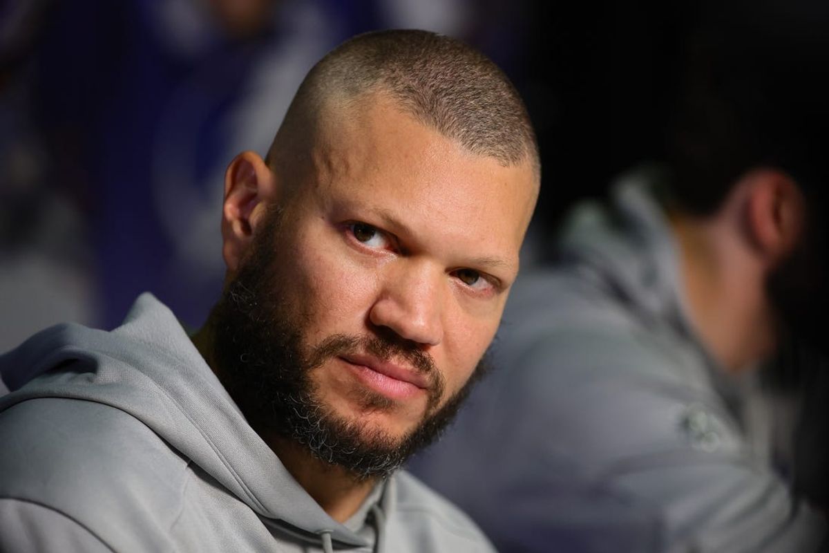 Jun 7, 2024; Sunrise, Florida, USA; Florida Panthers right wing Kyle Okposo (8) looks on during media day in advance of the 2024 Stanley Cup Final at Amerant Bank Arena. Mandatory Credit: Sam Navarro-USA TODAY Sports