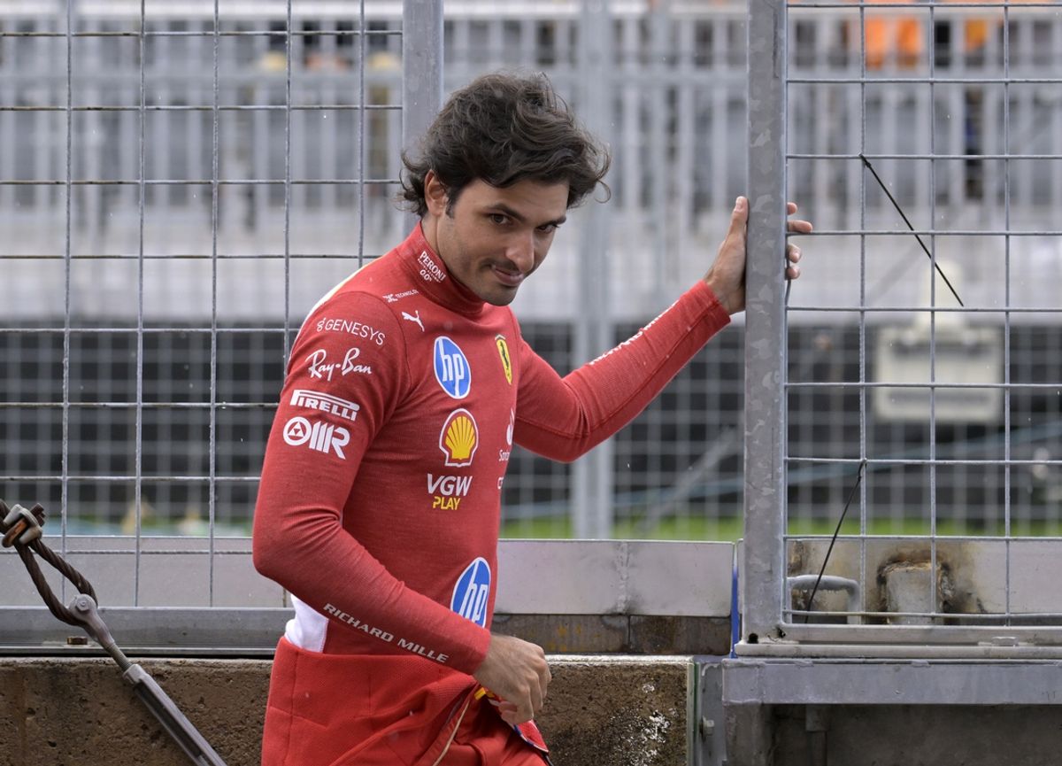 Jun 7, 2024; Montreal, Quebec, CAN; Ferrari driver driver Carlos Sainz (ESP) in the pit lane during the practice session at Circuit Gilles Villeneuve. Mandatory Credit: Eric Bolte-USA TODAY Sports