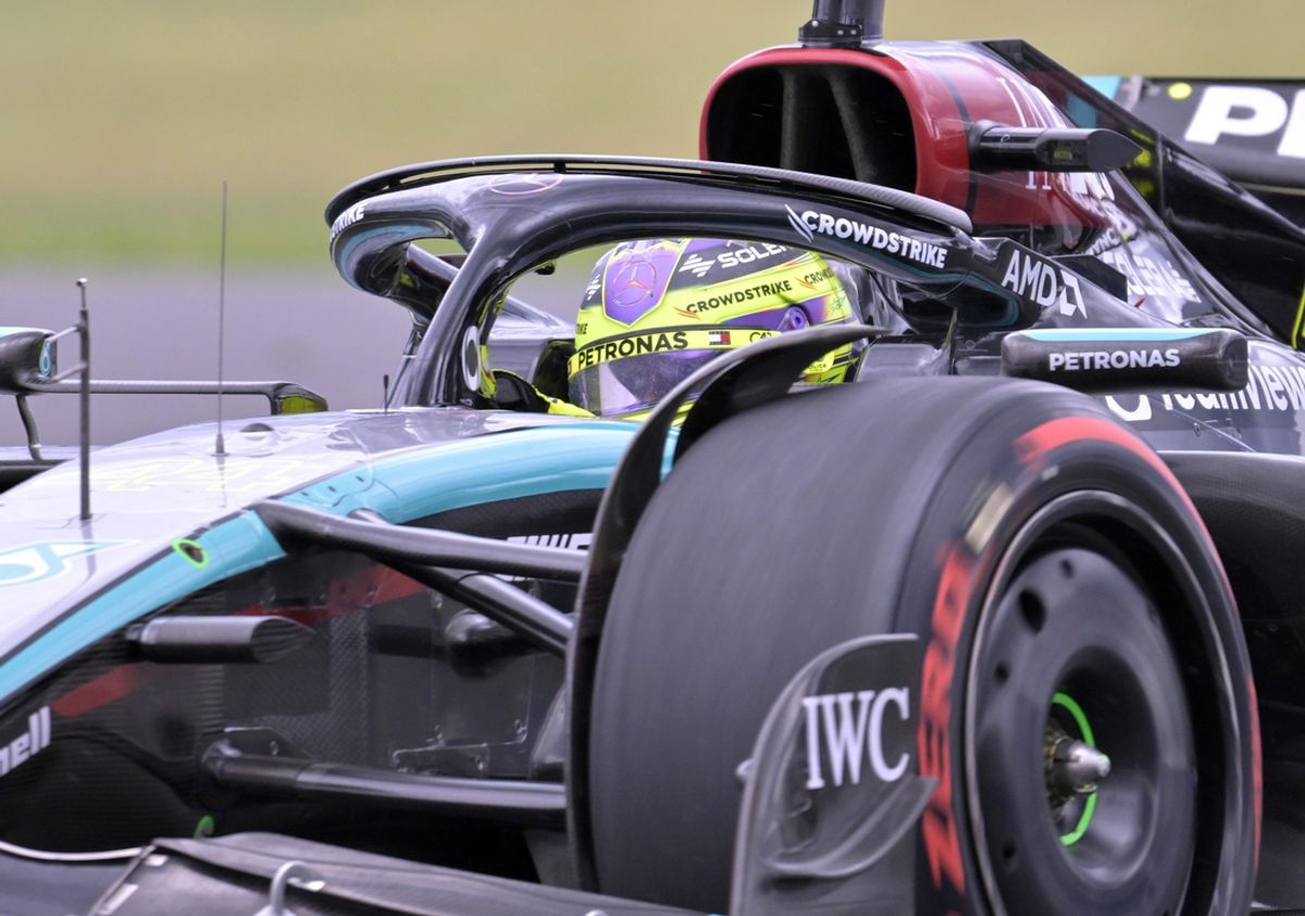 Jun 7, 2024; Montreal, Quebec, CAN; Mercedes driver Lewis Hamilton (GBR) races during the practice session at Circuit Gilles Villeneuve. Mandatory Credit: Eric Bolte-USA TODAY Sports