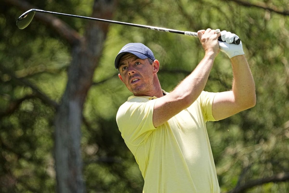 Jun 9, 2024; Dublin, Ohio, USA; Rory McIlroy tees off on the second hole during the final round of the Memorial Tournament at Muirfield Village Golf Club. Mandatory Credit: Adam Cairns-USA TODAY Sports