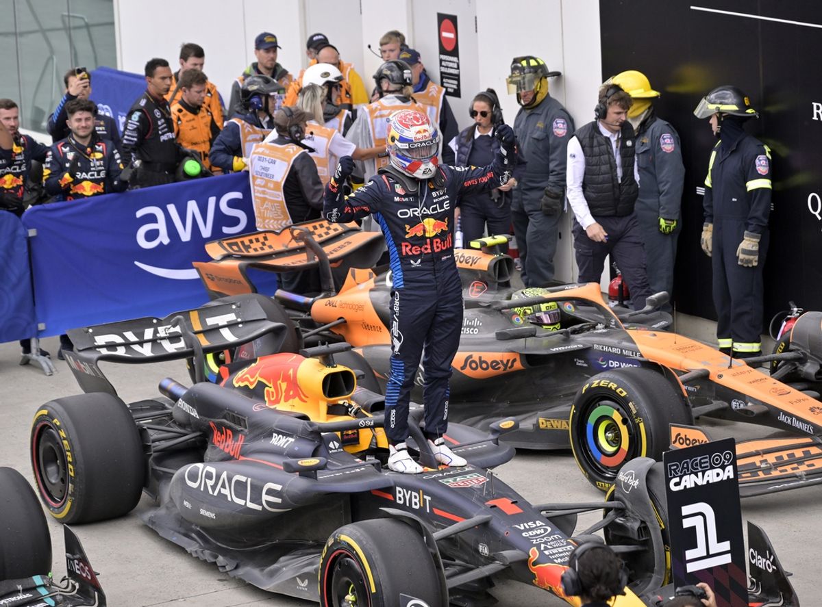 Jun 9, 2024; Montreal, Quebec, CAN;  Red Bull Racing driver Max Verstappen (NED) wins the Canadian Grand Prix at Circuit Gilles Villeneuve. Mandatory Credit: Eric Bolte-USA TODAY Sports