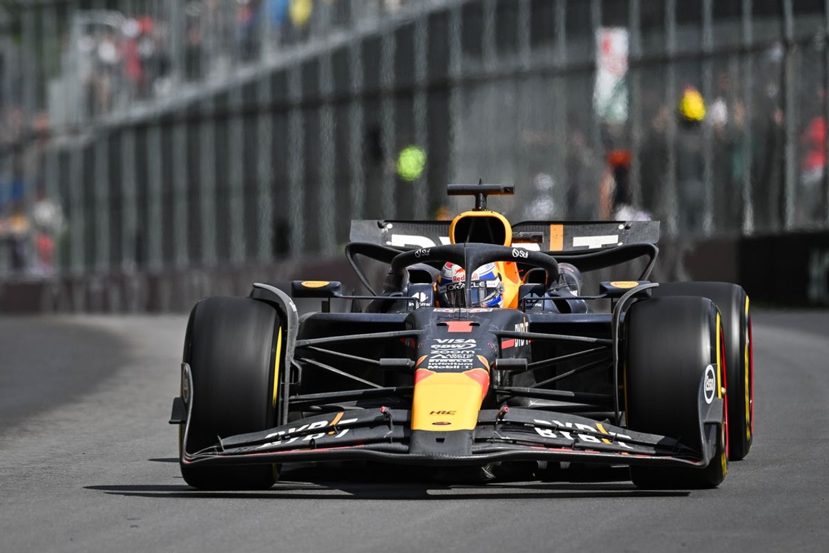Jun 9, 2024; Montreal, Quebec, CAN; Red Bull Racing driver Max Verstappen (NED) races during the Canadian Grand Prix at Circuit Gilles Villeneuve. Mandatory Credit: David Kirouac-USA TODAY Sports