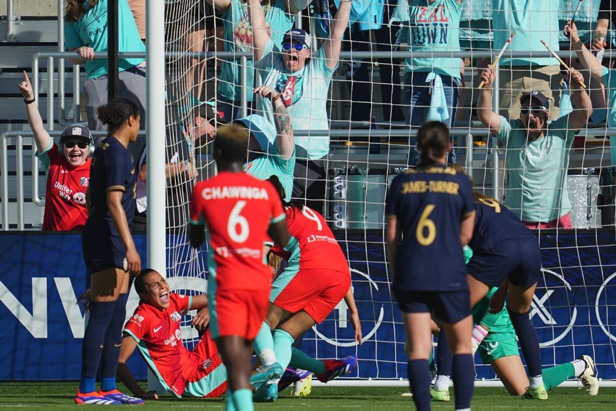 Jun 9, 2024; Kansas City, Missouri, USA; Kansas City Current defender Lauren (78) celebrates a goal in the first half against Seattle Reign FC at CPKC Stadium. Mandatory Credit: Jay Biggerstaff-USA TODAY Sports