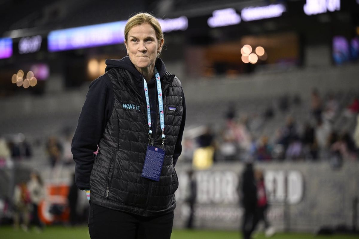 Jun 7, 2024; San Diego, California, USA; San Diego Wave FC president Jill Ellis looks on after the match against the Orlando Pride at Snapdragon Stadium. Mandatory Credit: Orlando Ramirez-Imagn Images