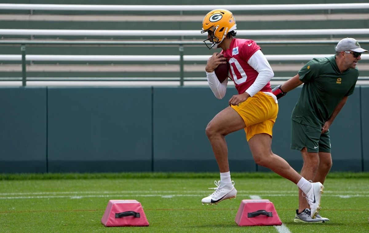 Green Bay Packers quarterback Jordan Love (10) is shown during the team’s mini camp Tuesday, June 11, 2024 in Green Bay, Wisconsin.