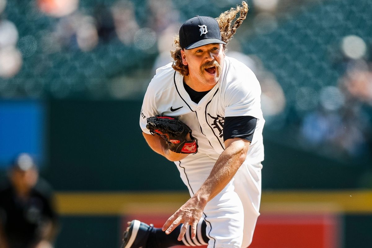 Detroit Tigers pitcher Andrew Chafin (17) throws against Washington Nationals during the ninth inning at Comerica Park in Detroit on Thursday, June 13, 2024.