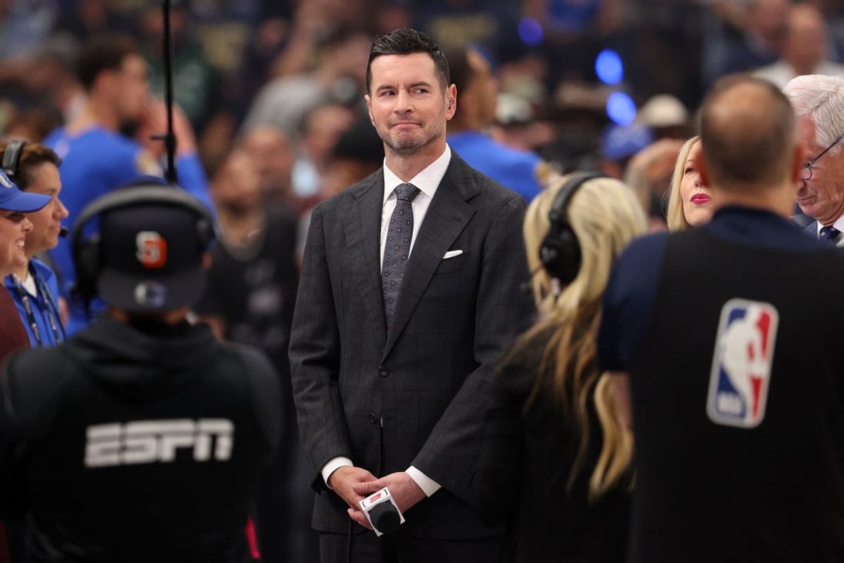 Jun 14, 2024; Dallas, Texas, USA; JJ Redick looks on before game four of the 2024 NBA Finals between the Boston Celtics and the Dallas Mavericks at American Airlines Center. Mandatory Credit: Peter Casey-USA TODAY Sports
