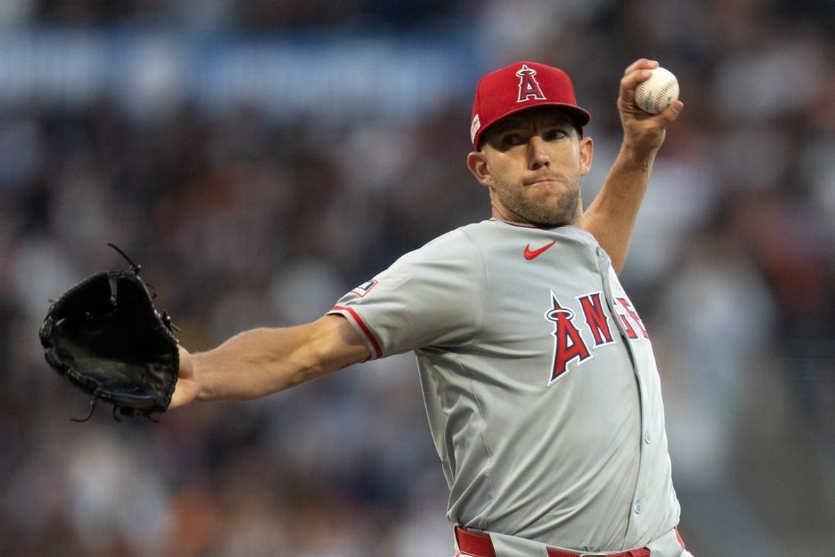 Jun 14, 2024; San Francisco, California, USA; Los Angeles Angels starting pitcher Tyler Anderson (31) delivers a pitch against the San Francisco Giants during the second inning at Oracle Park. Mandatory Credit: D. Ross Cameron-USA TODAY Sports