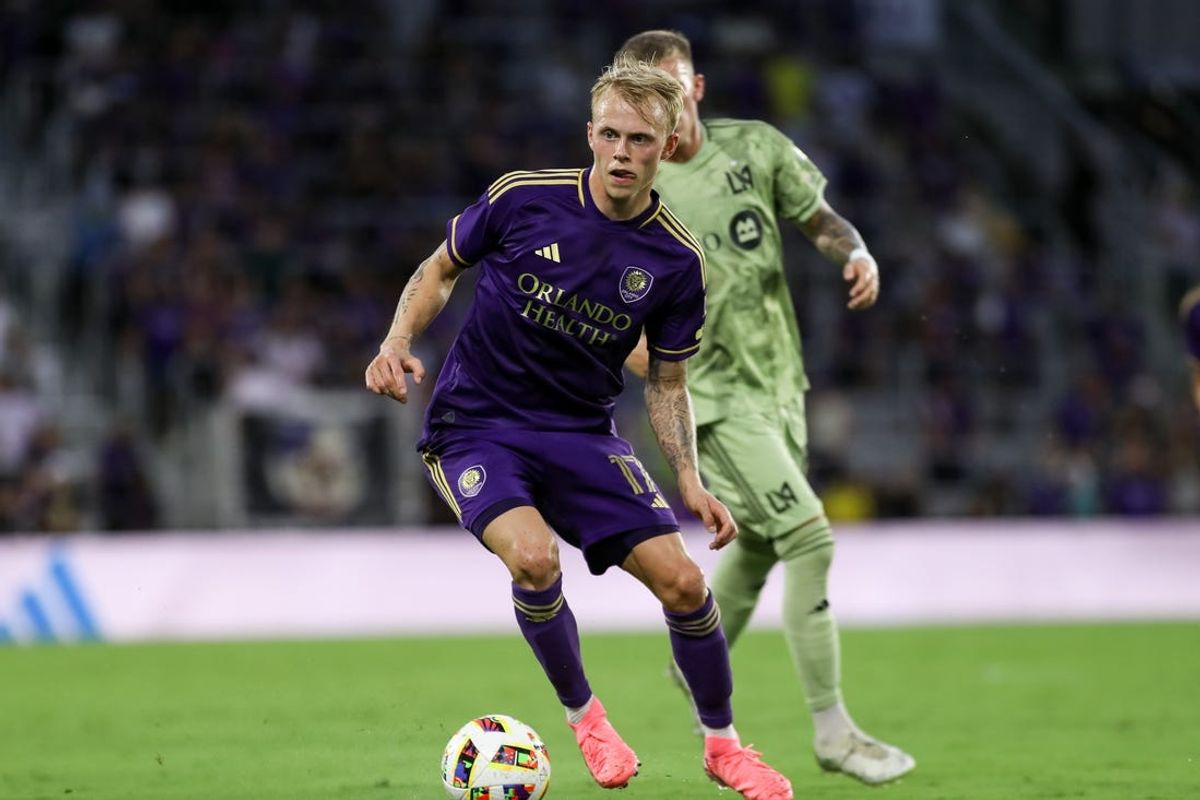 Jun 15, 2024; Orlando, Florida, USA;  Orlando City midfielder Dagur Thorhallsson (17) controls the ball during the first half against LAFC at Inter&Co Stadium. Mandatory Credit: Morgan Tencza-USA TODAY Sports
