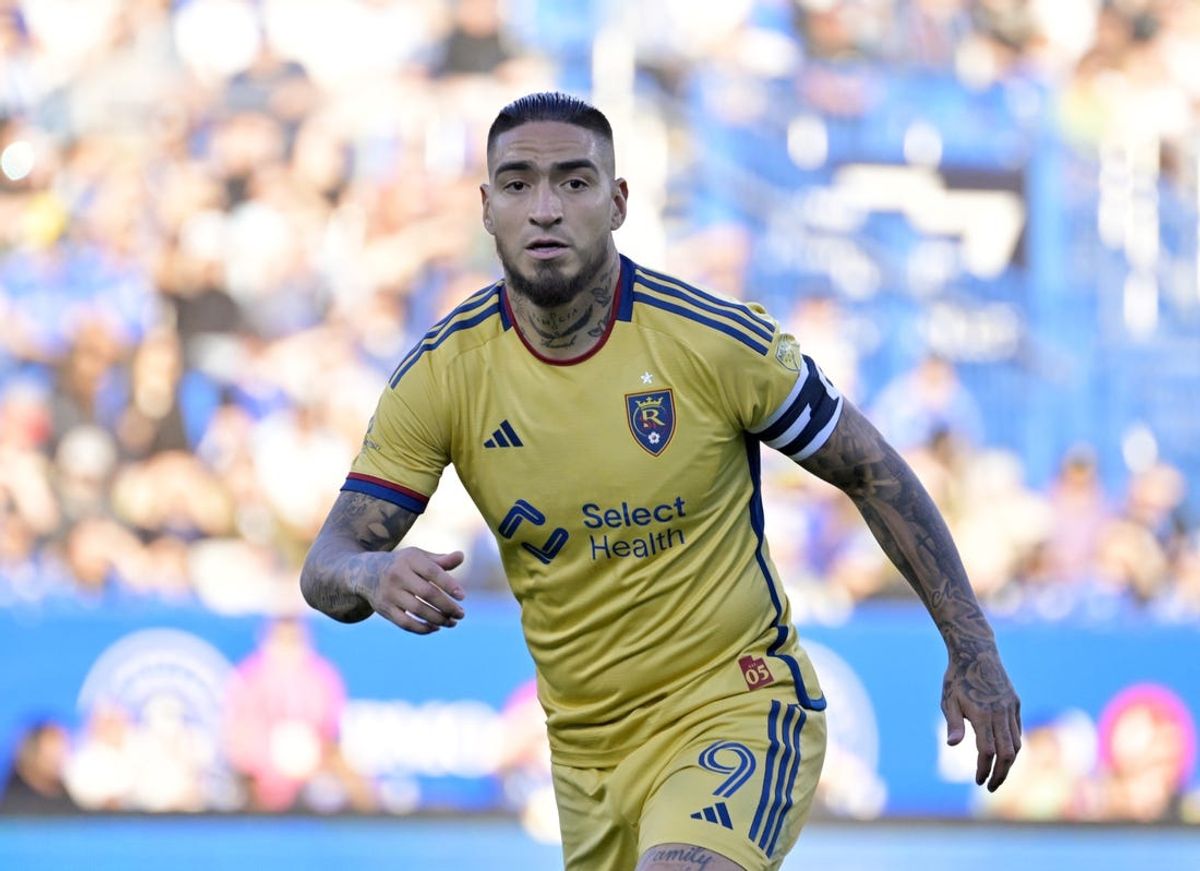 Jun 15, 2024; Montreal, Quebec, CAN; Real Salt Lake forward Cristian Arango (9) during the first half against the CF Montreal at Stade Saputo. Mandatory Credit: Eric Bolte-USA TODAY Sports