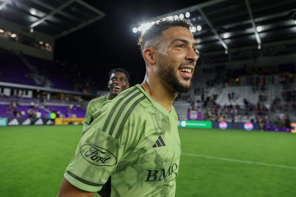 Jun 15, 2024; Orlando, Florida, USA;  LAFC forward Denis Bouanga (99) celebrates after beating Orlando City at Inter&Co Stadium. Mandatory Credit: Nathan Ray Seebeck-USA TODAY Sports
