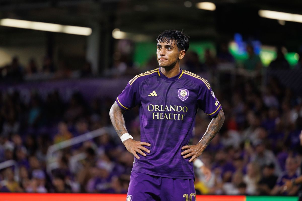 Jun 15, 2024; Orlando, Florida, USA; Orlando City midfielder Facundo Torres (10) reacts during the second half against Los Angeles Football Club at Inter&Co Stadium. Mandatory Credit: Morgan Tencza-Imagn Images