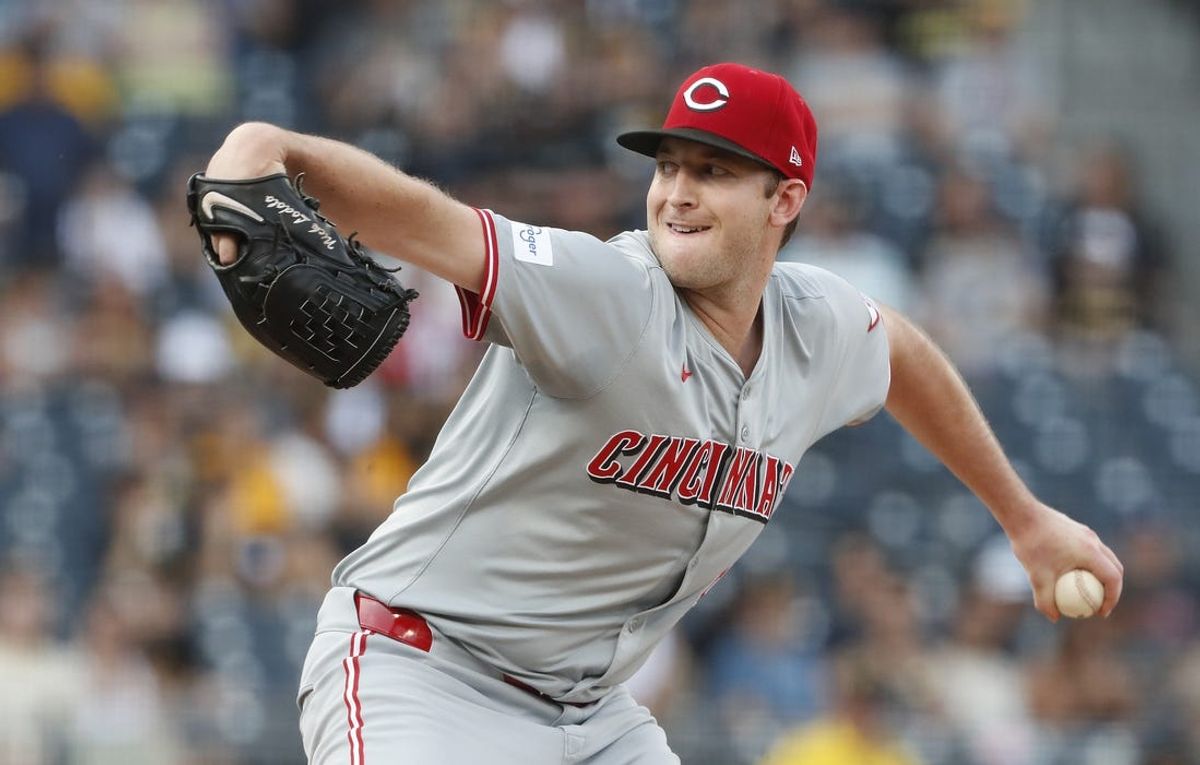 Jun 18, 2024; Pittsburgh, Pennsylvania, USA;  Cincinnati Reds starting pitcher Nick Lodolo (40) delivers a pitch against the Pittsburgh Pirates during the first inning at PNC Park. Mandatory Credit: Charles LeClaire-USA TODAY Sports
