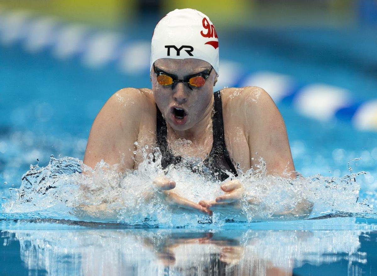 Lilly King swims Wednesday, June 19, 2024, in the U.S. Olympic Team Swimming Trials womenís 200 meter breaststroke prelims at Lucas Oil Stadium in Indianapolis. Mandatory Credit: Mykal McEldowney-USA TODAY Sports