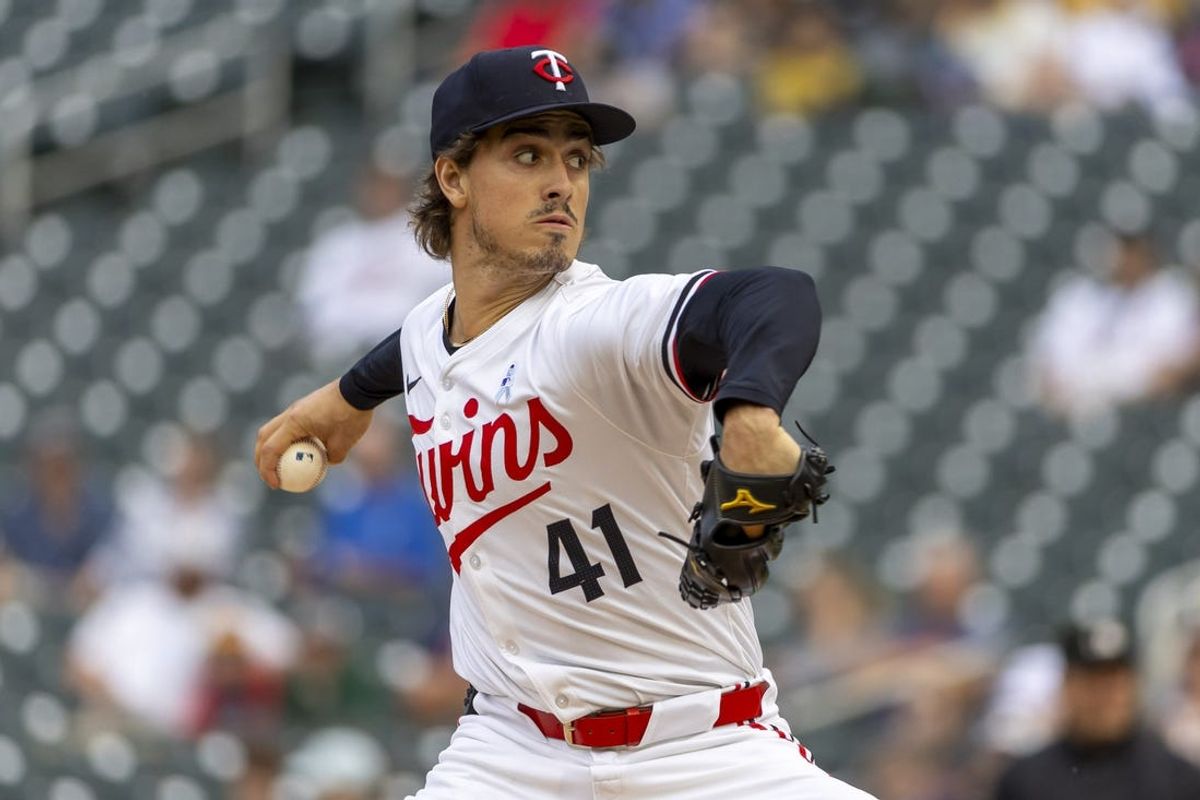 Jun 19, 2024; Minneapolis, Minnesota, USA; Minnesota Twins starting pitcher Joe Ryan (41) delivers a pitch against the Tampa Bay Rays in the first inning at Target Field. Mandatory Credit: Jesse Johnson-USA TODAY Sports