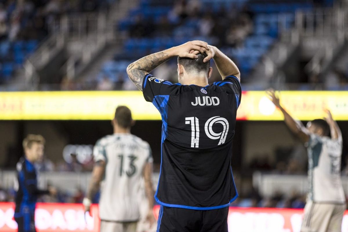 Jun 19, 2024; San Jose, California, USA; San Jose Earthquakes forward Amahl Pellegrino (9) reacts in the second half against the Portland Timbers during the second half at PayPal Park. Mandatory Credit: John Hefti-USA TODAY Sports