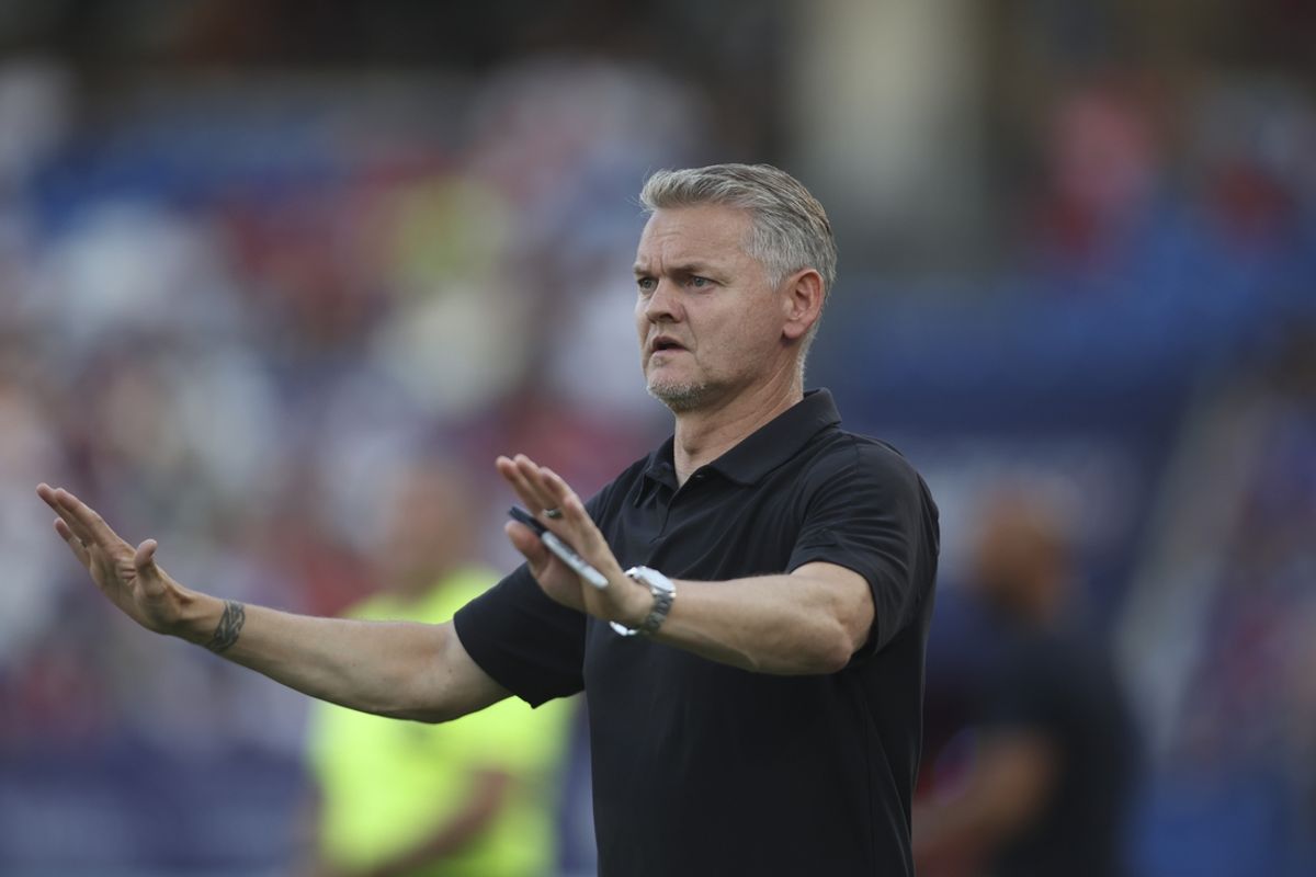 Jun 15, 2024; Frisco, Texas, USA; St. Louis CITY SC head coach Bradley Carnell at Toyota Stadium. Mandatory Credit: Tim Heitman-Imagn Images
