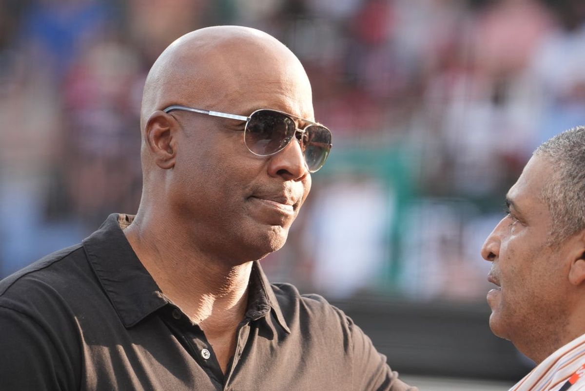 Jun 20, 2024; Fairfield, Alabama, USA; Former MLB player Barry Bonds before the MLB at Rickwood Field tribute game to the Negro Leagues between the St. Louis Cardinals and San Francisco Giants. Rickwood Field is the oldest baseball stadium in America. Mandatory Credit: John David Mercer-USA TODAY Sports