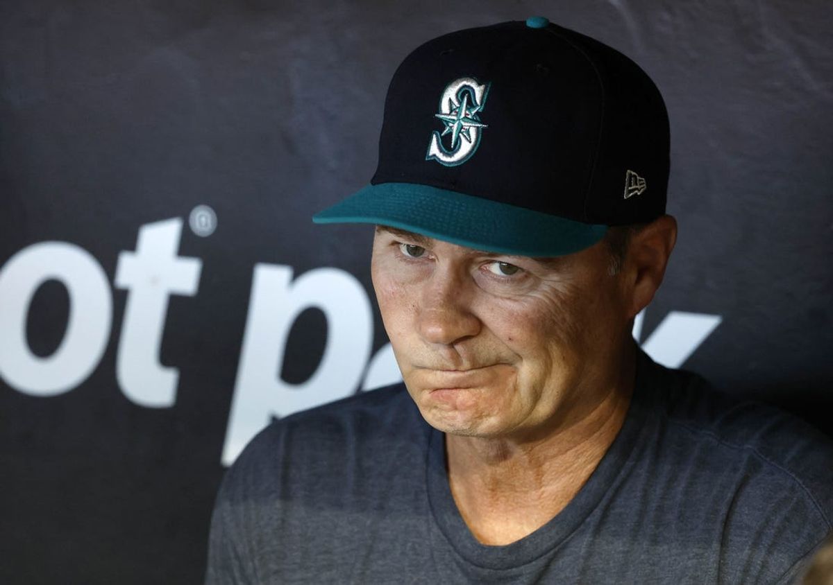 Jun 22, 2024; Miami, Florida, USA;  Seattle Mariners manager Scott Servais (9) addresses the media prior to the game against the Miami Marlins at loanDepot Park. Mandatory Credit: Rhona Wise-USA TODAY Sports