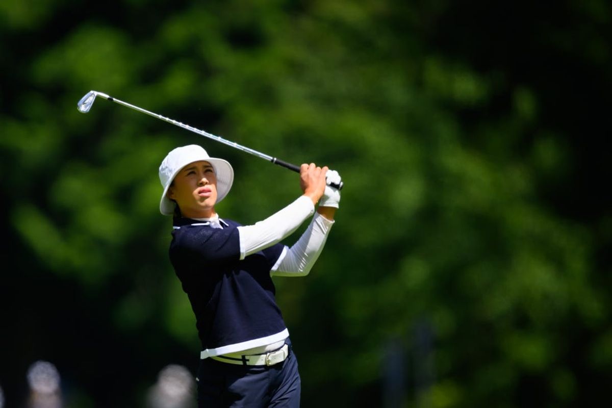 Jun 22, 2024; Sammamish, Washington, USA; Amy Yang hits the ball from the hole two fairway during the third round of the KPMG Women's PGA Championship golf tournament. Mandatory Credit: Steven Bisig-USA TODAY Sports