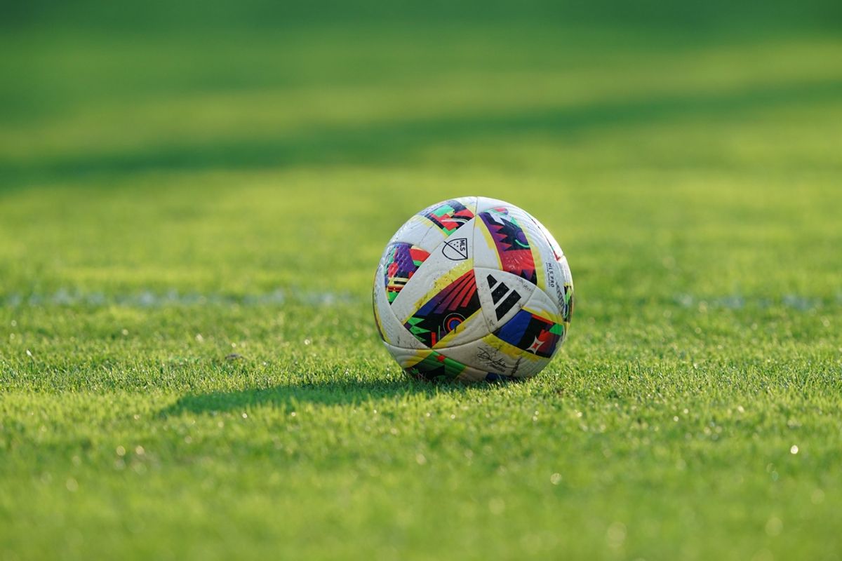 Jun 22, 2024; Washington, District of Columbia, USA; A ball rests on the field during warmups prior to a match between Houston Dynamo and D.C. United at Audi Field. Mandatory Credit: Amber Searls-USA TODAY Sports