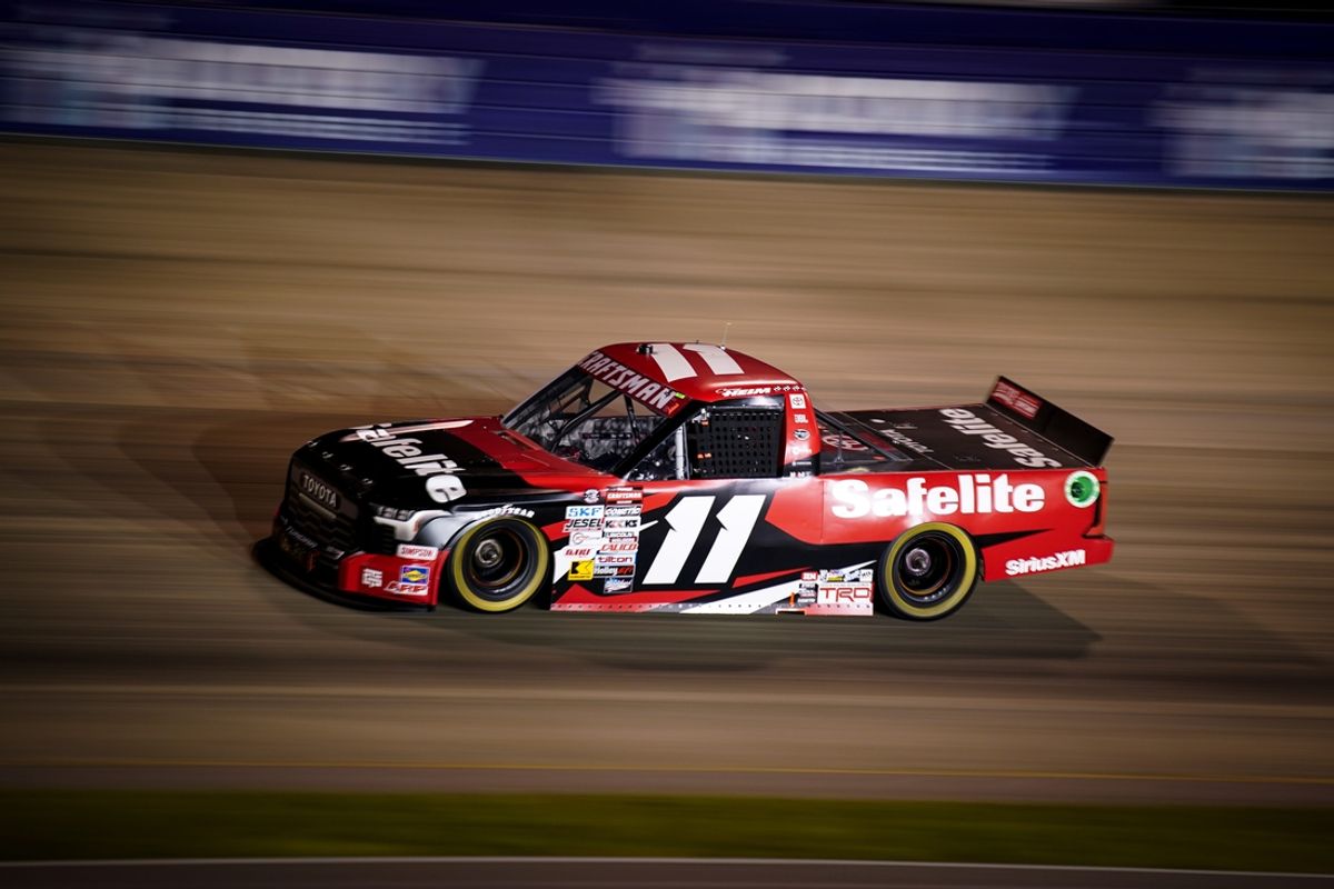 NASCAR Truck Series driver Corey Heim races during the Rackley Roofing 200 at Nashville Superspeedway in Lebanon, Tenn., Friday, June 28, 2024.