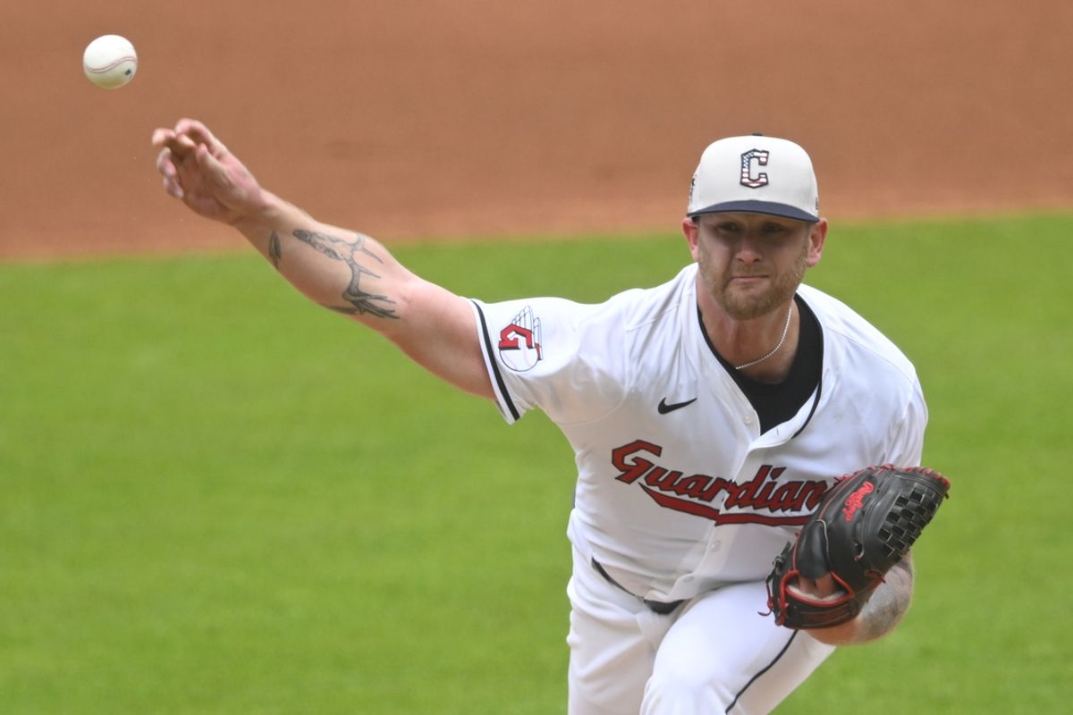 Jul 4, 2024; Cleveland, Ohio, USA; Cleveland Guardians starting pitcher Ben Lively (39) delivers a pitch in the first inning against the Chicago White Sox at Progressive Field. Mandatory Credit: David Richard-USA TODAY Sports