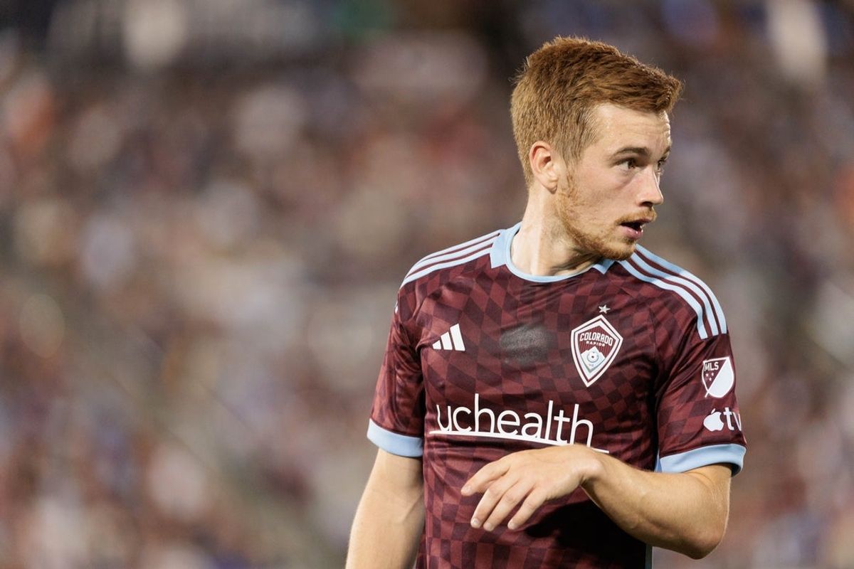 Jul 4, 2024; Commerce City, Colorado, USA; Colorado Rapids midfielder Connor Ronan (20) reacts during the second half against Sporting Kansas City at Dick's Sporting Goods Park. Mandatory Credit: Andrew Wevers-Imagn Images