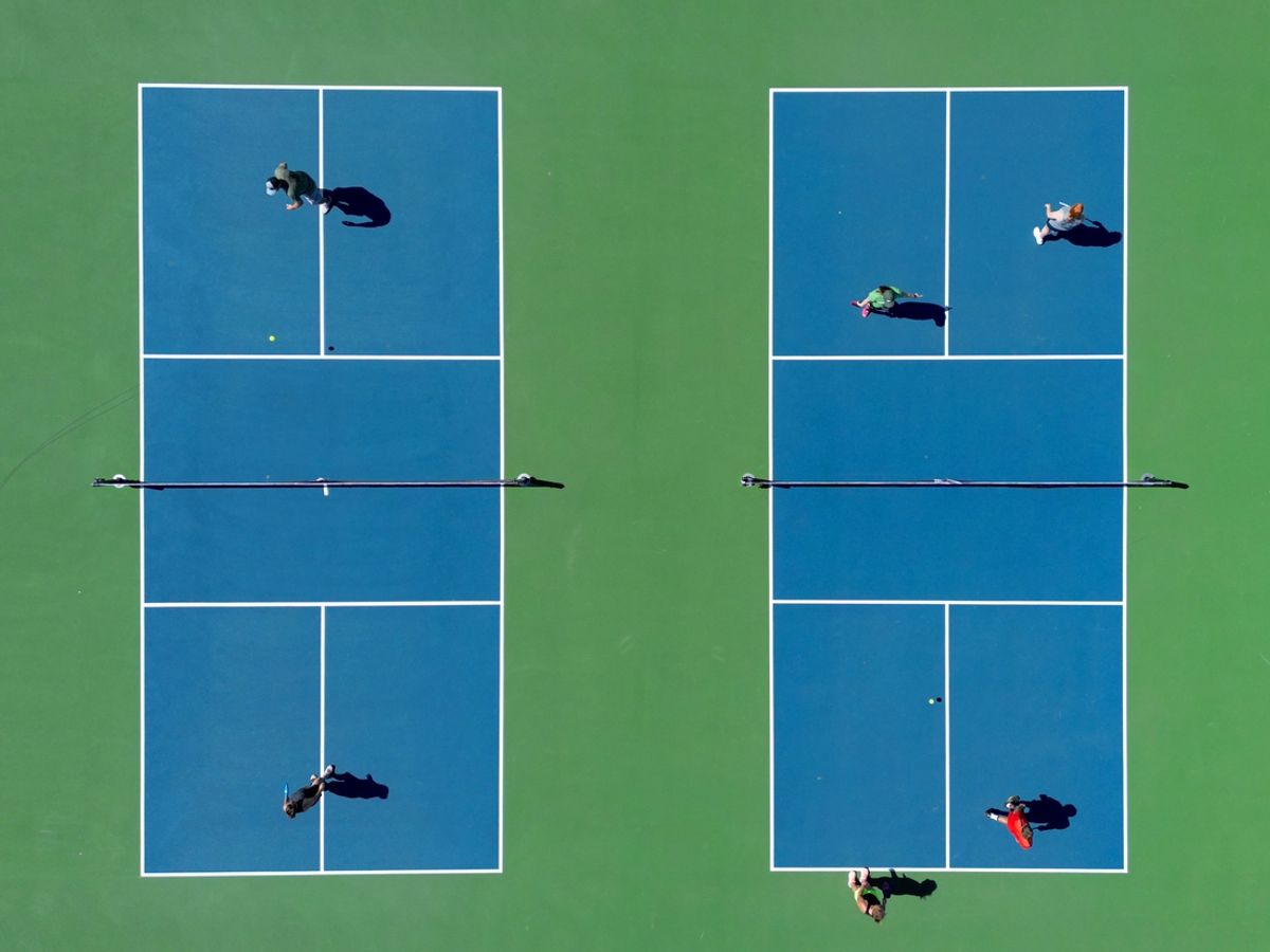 People play pickleball at Scissortail Park in Oklahoma City, Saturday, July 6, 2024.