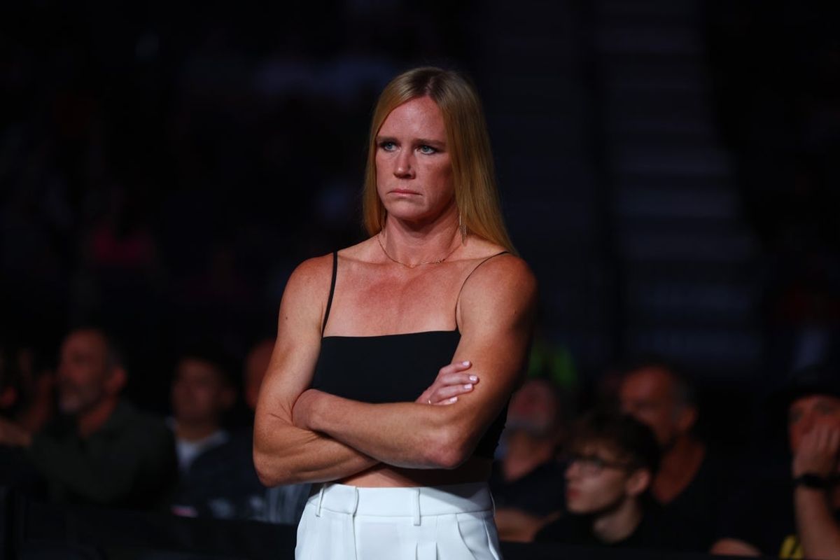 Jun 29, 2024; Las Vegas, Nevada, USA; Holly Holm in attendance during UFC 303 at T-Mobile Arena. Mandatory Credit: Mark J. Rebilas-Imagn Images