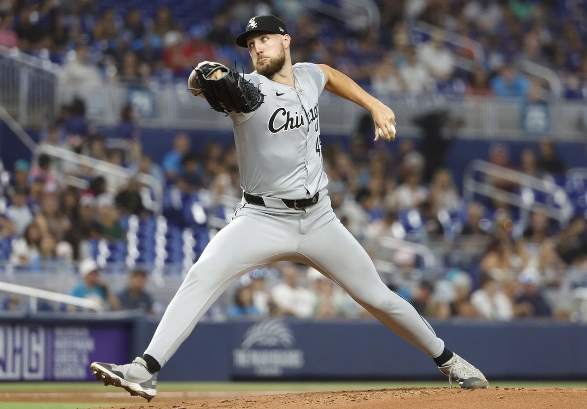 Jul 6, 2024; Miami, Florida, USA;  Chicago White Sox starting pitcher Garrett Crochet (45) pitches against the Miami Marlins during the second inning at loanDepot Park. Mandatory Credit: Rhona Wise-USA TODAY Sports
