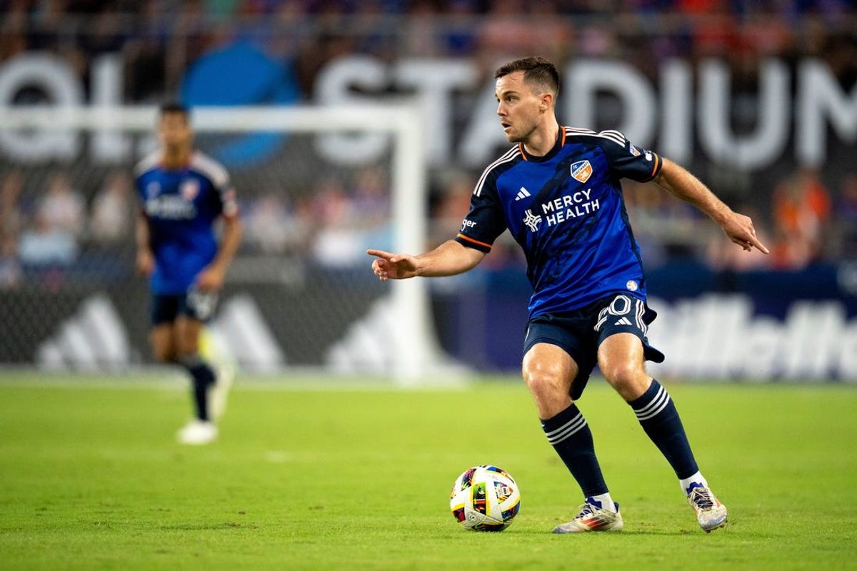 FC Cincinnati midfielder Pavel Bucha (20) handles the ball in the second half of the MLS match at TQL Stadium in Cincinnati on Saturday, July 6, 2024. FC Cincinnati defeated Inter Miami 6-1.