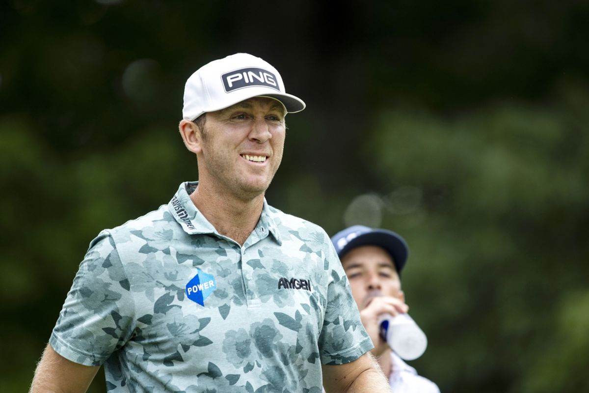 Jul 7, 2024; Silvis, Illinois, USA; Seamus Power smiles after hitting his tee shot on the second hole during the final round of the John Deere Classic golf tournament. Mandatory Credit: Joseph Cress-Imagn Images