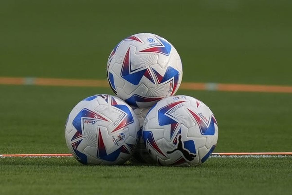 Jul 10, 2024; Charlotte, NC, USA; Official game balls on the field a Copa America semifinal match between Uruguay and Colombia at Bank of America Stadium. Mandatory Credit: Jim Dedmon-USA TODAY Sports