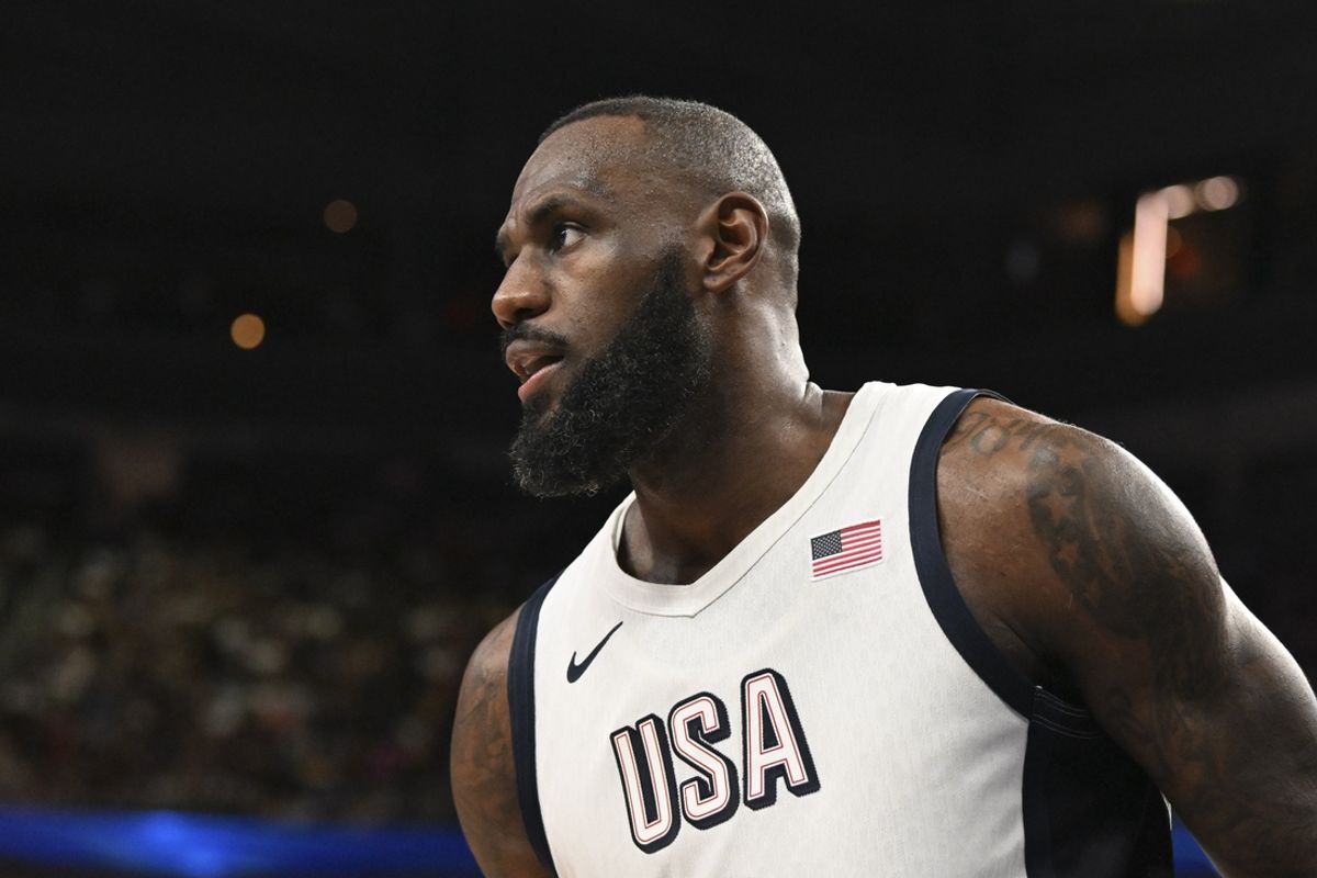 Jul 10, 2024; Las Vegas, Nevada, USA; USA forward Lebron James (6) looks on during the third quarter against Canada in the USA Basketball Showcase at T-Mobile Arena. Mandatory Credit: Candice Ward-USA TODAY Sports