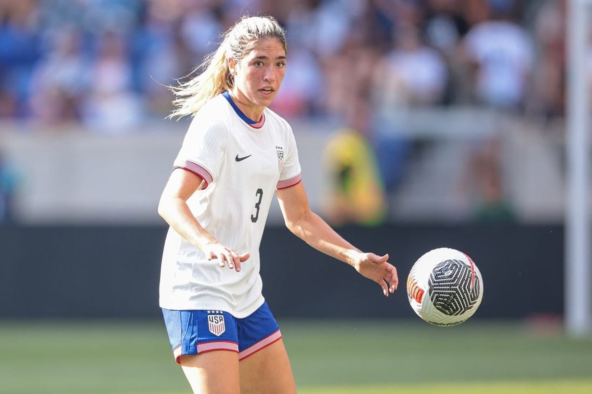 Jul 13, 2024; Harrison, New Jersey, USA; United States midfielder Korbin Albert (3) controls the ball against Mexico during the second half at Red Bull Arena. Mandatory Credit: Vincent Carchietta-USA TODAY Sports