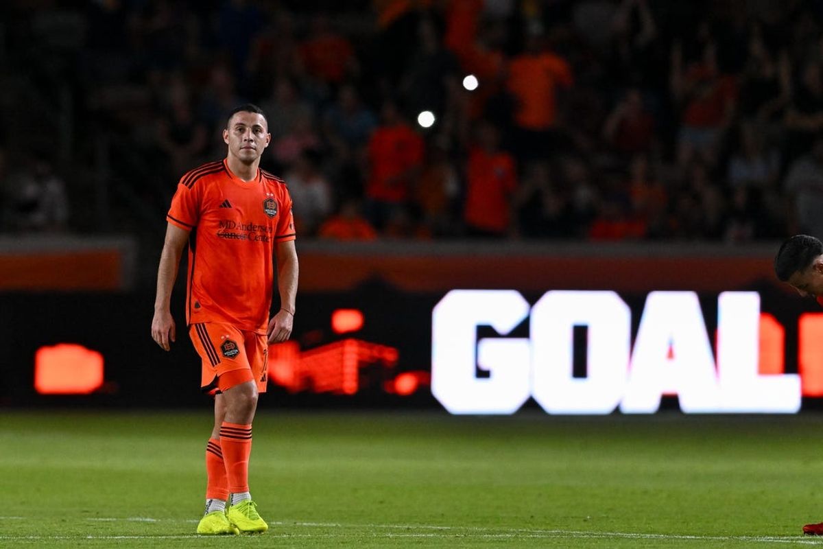 Jul 13, 2024; Houston, Texas, USA; Houston Dynamo FC forward Sebastian Ferreira (11) looks on after scoring a goal during the second half against Minnesota United at Shell Enegry Stadium. Mandatory Credit: Maria Lysaker-USA TODAY Sports