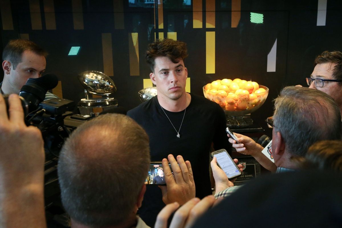 Iowa quarterback Cade McNamara talks to the media Tuesday, July 16, 2024 in Iowa City, Iowa.