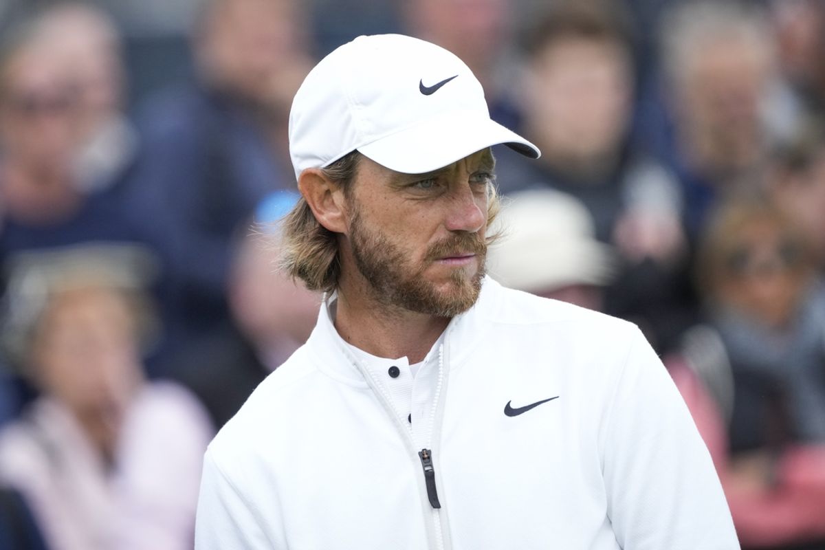 Jul 17, 2024; Ayrshire, SCT; Tommy Fleetwood on 12th green during practice rounds at the Open Championship golf tournament at Royal Troon. Mandatory Credit: Jack Gruber-USA TODAY Sports