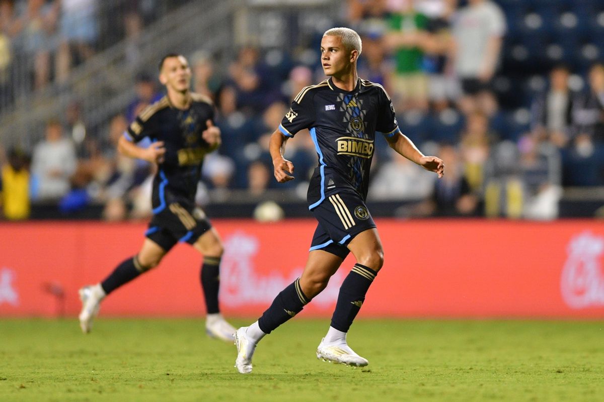 Jul 17, 2024; Philadelphia, Pennsylvania, USA; Philadelphia Union midfielder Cavan Sullivan (6) runs during the second half against the New England Revolution at Subaru Park. Mandatory Credit: Caean Couto-USA TODAY Sports