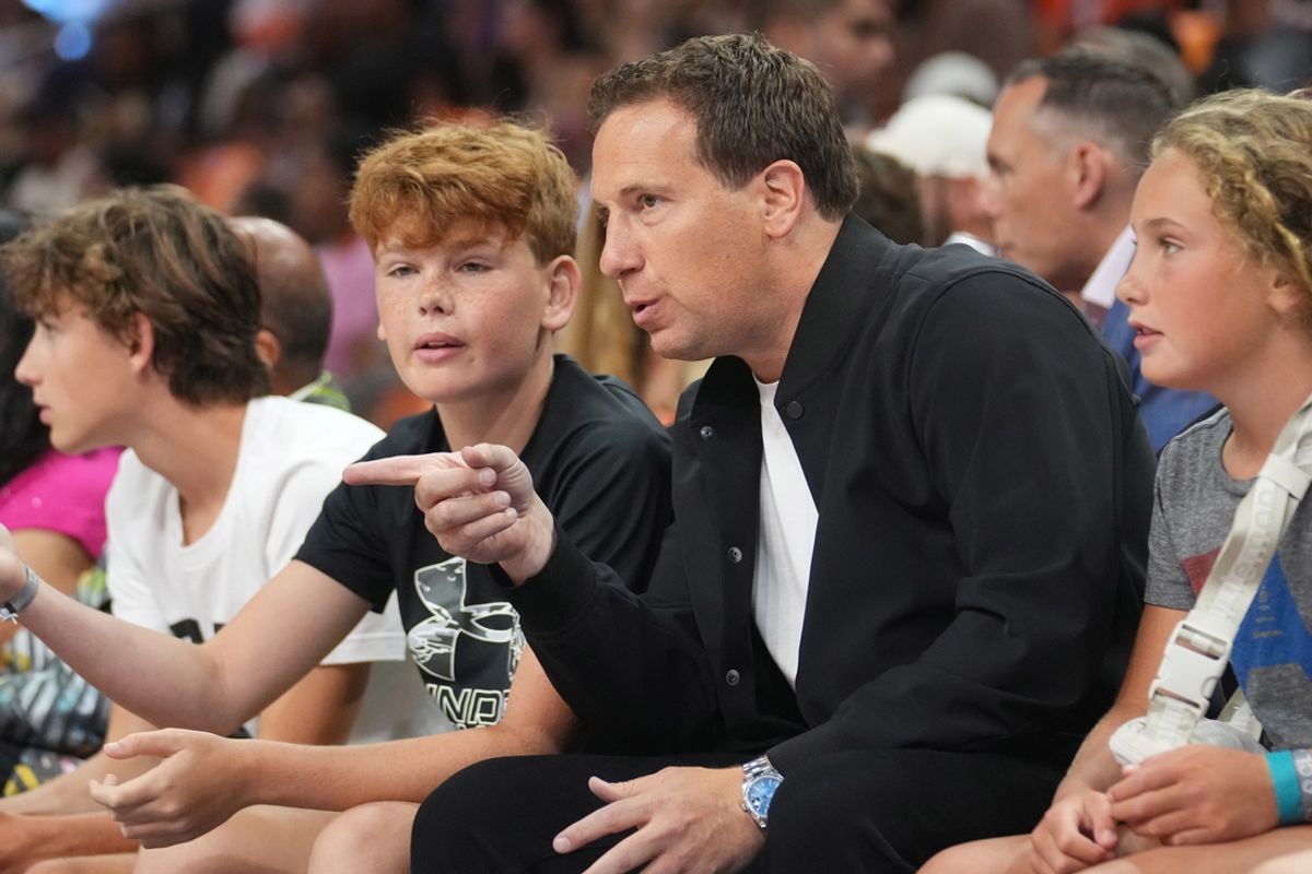 Phoenix Mercury owner Mat Ishbia watches from the sidelines during the WNBA All-Star Game Skills Challenge at Footprint Center in Phoenix on Friday, July 19, 2024.