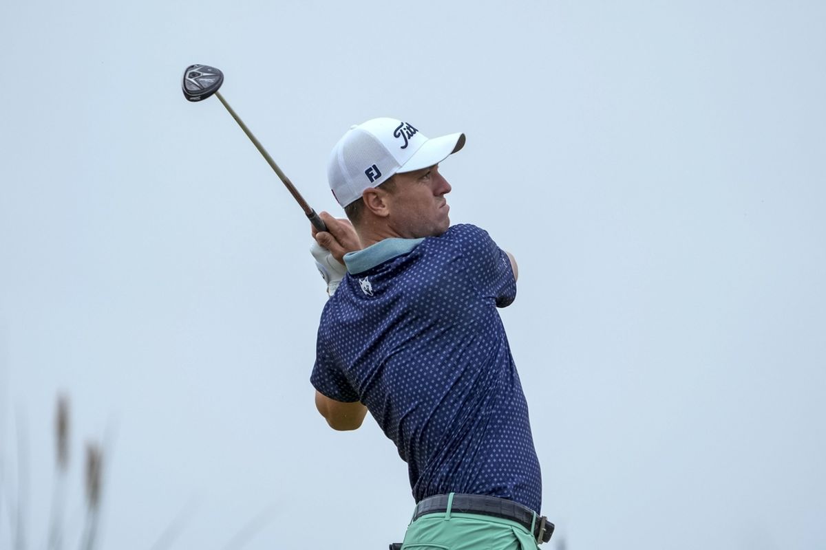 Jul 20, 2024; Ayrshire, SCT; Justin Thomas on the 15th hole during the third round of the Open Championship golf tournament at Royal Troon. Mandatory Credit: Jack Gruber-Imagn Images