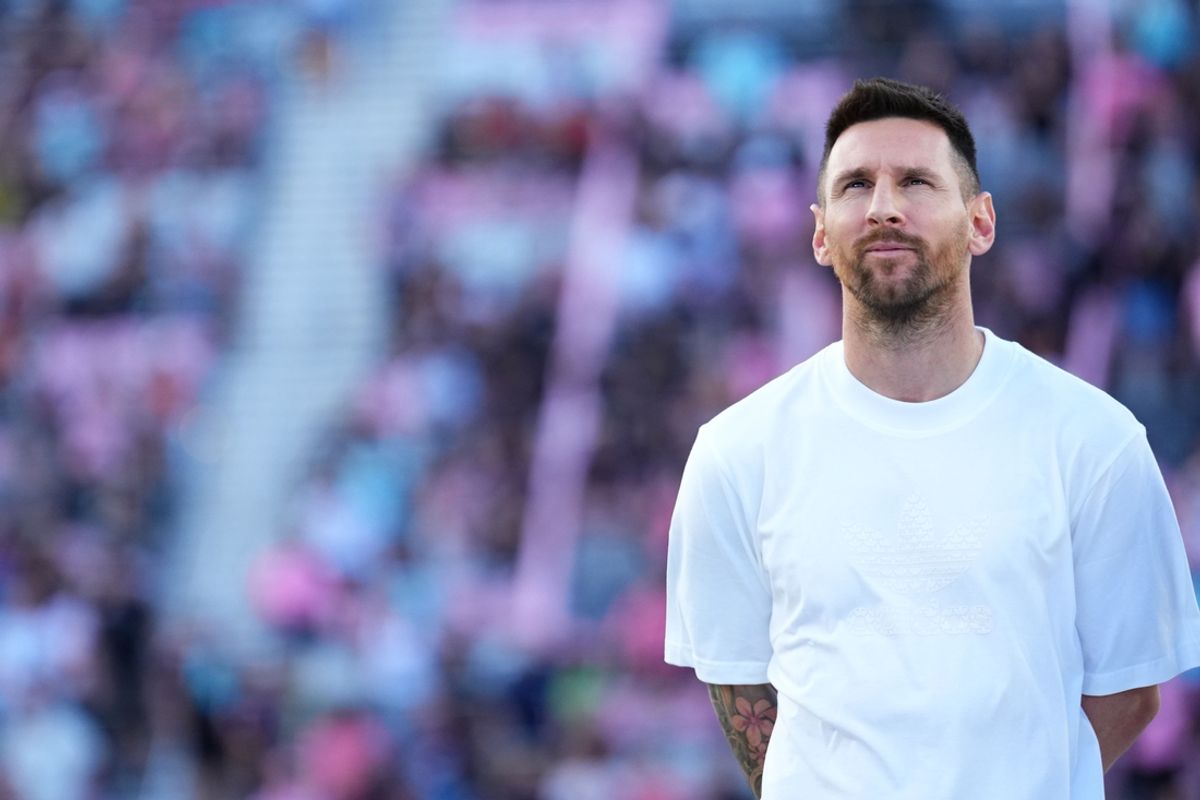 Jul 20, 2024; Fort Lauderdale, Florida, USA; Inter Miami CF forward Lionel Messi (10) looks on during a pregame ceremony before the match against Chicago Fire FC at Chase Stadium. Mandatory Credit: Rich Storry-USA TODAY Sports