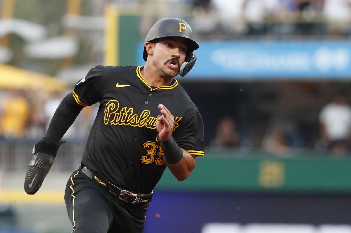 Jul 20, 2024; Pittsburgh, Pennsylvania, USA;  Pittsburgh Pirates second baseman Nick Gonzales (39) runs the bases enroute to scoring against the Philadelphia Phillies during the sixth inning at PNC Park. The Pirates won 4-1. Mandatory Credit: Charles LeClaire-USA TODAY Sports
