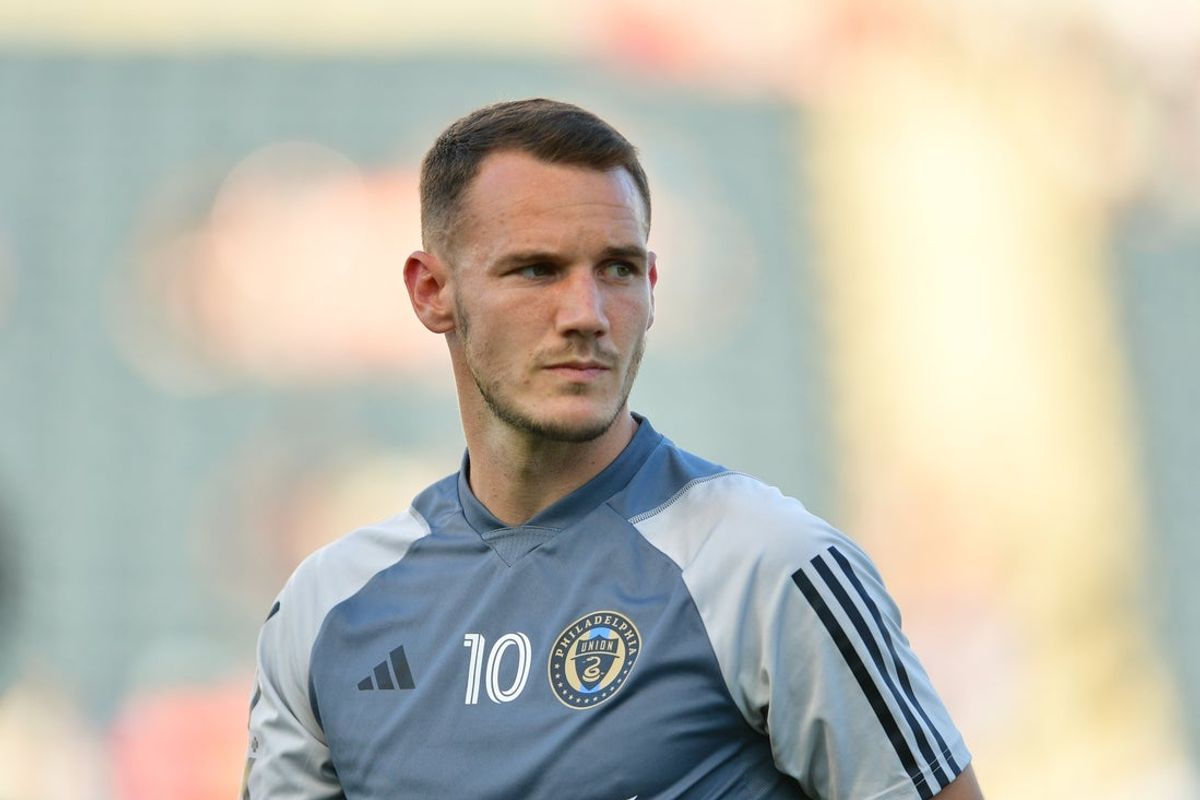 Jul 6, 2024; Philadelphia, Pennsylvania, USA; Philadelphia Union midfielder Daniel Gazdag (10) warms up before ethematch against the New York Red Bulls at Subaru Park. Mandatory Credit: Caean Couto-Imagn Images